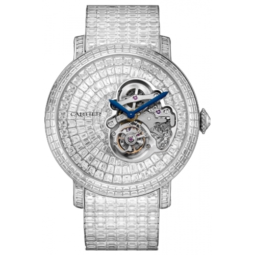 カルティエの時計で一番高い高級時計。ダイヤモンド、世界で10本限定ロトンド ドゥ カルティエ フライング トゥールビヨン リザーブド ダイアル ウォッチ